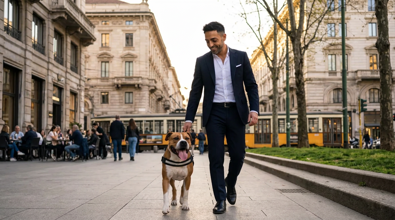Davide Barillari con il cane Koby, fondatore di DaKo Immobiliare